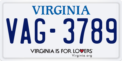 VA license plate VAG3789
