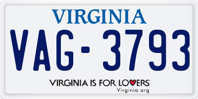 VA license plate VAG3793