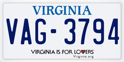 VA license plate VAG3794