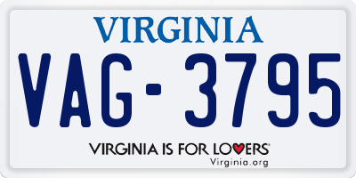VA license plate VAG3795