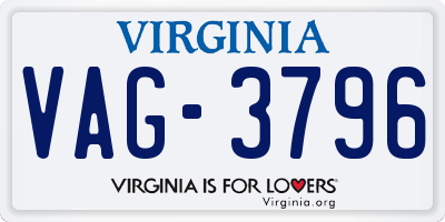 VA license plate VAG3796