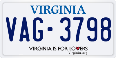 VA license plate VAG3798