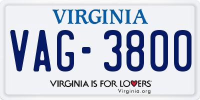 VA license plate VAG3800