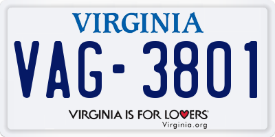 VA license plate VAG3801