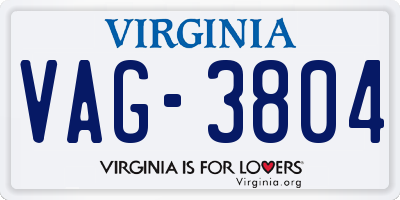 VA license plate VAG3804