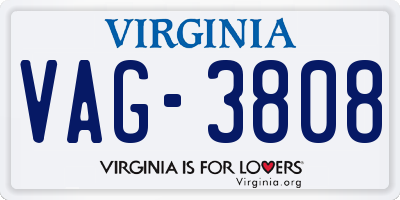 VA license plate VAG3808