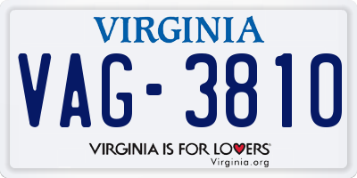 VA license plate VAG3810