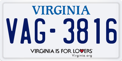VA license plate VAG3816