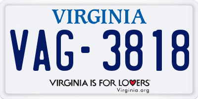 VA license plate VAG3818