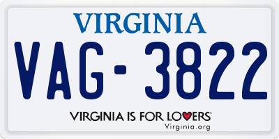 VA license plate VAG3822