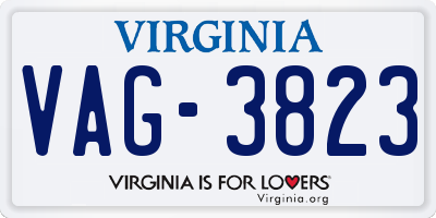 VA license plate VAG3823