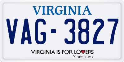 VA license plate VAG3827