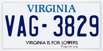 VA license plate VAG3829