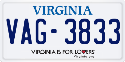 VA license plate VAG3833