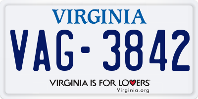 VA license plate VAG3842