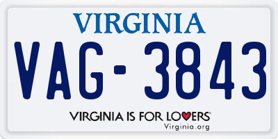 VA license plate VAG3843
