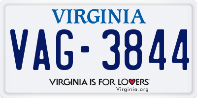 VA license plate VAG3844