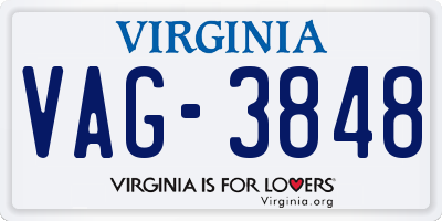 VA license plate VAG3848