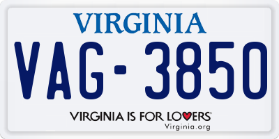 VA license plate VAG3850
