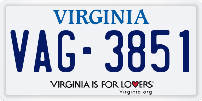 VA license plate VAG3851