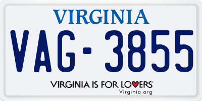 VA license plate VAG3855