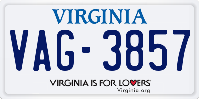 VA license plate VAG3857