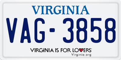 VA license plate VAG3858