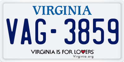 VA license plate VAG3859