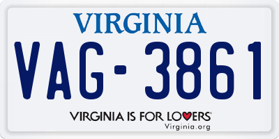 VA license plate VAG3861