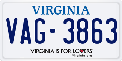 VA license plate VAG3863