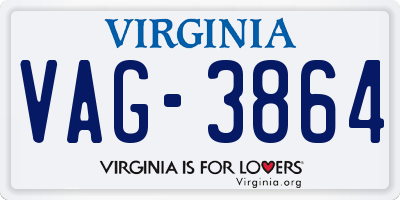 VA license plate VAG3864