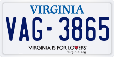 VA license plate VAG3865