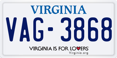 VA license plate VAG3868