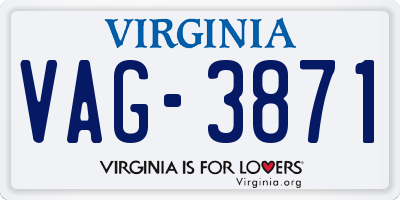 VA license plate VAG3871