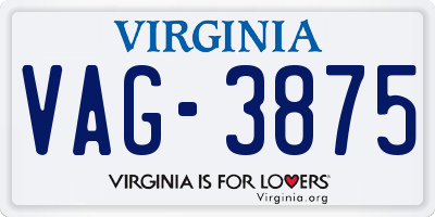 VA license plate VAG3875