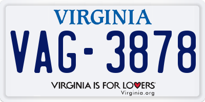 VA license plate VAG3878