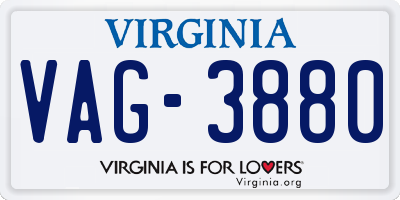 VA license plate VAG3880