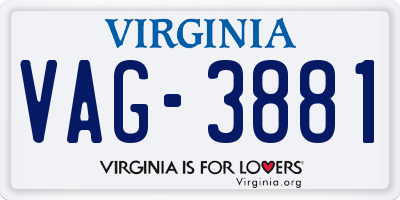 VA license plate VAG3881