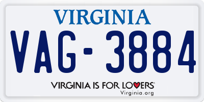 VA license plate VAG3884