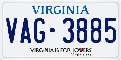 VA license plate VAG3885