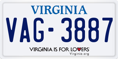 VA license plate VAG3887