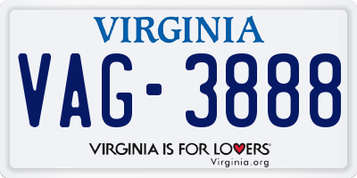 VA license plate VAG3888
