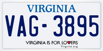 VA license plate VAG3895