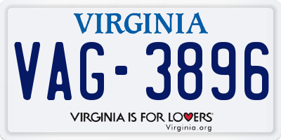 VA license plate VAG3896