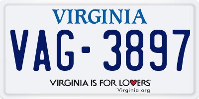 VA license plate VAG3897