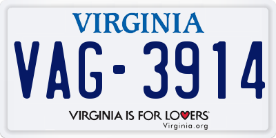 VA license plate VAG3914