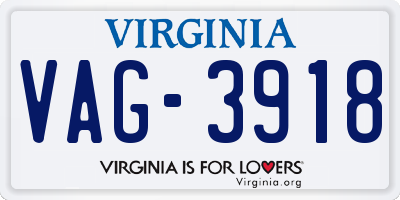 VA license plate VAG3918