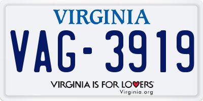 VA license plate VAG3919