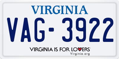 VA license plate VAG3922