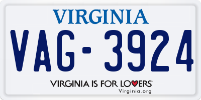 VA license plate VAG3924